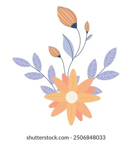 Hand drawn spring flower isolated illustration.