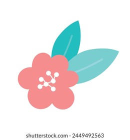 Hand drawn spring flower on white background.