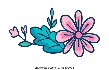 Flores de primavera dibujadas a mano, hermosa flor de primavera.