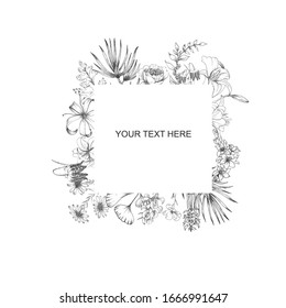 Hand drawn spring flowers for card, invitation, brochure.