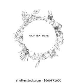 Hand drawn spring flowers for card, invitation, brochure.