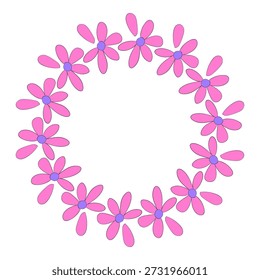 Quadro de círculo desenhado à mão de flores de primavera. Doodle elementos florais da primavera. Ilustração isolada de vetor.