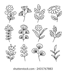 Handgezeichnete Frühlingsblumen-Kollektion