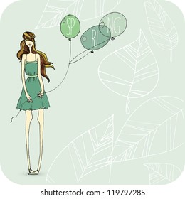 Hand Drawn Spring Girl