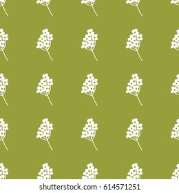 Hand drawn spring green and white floral seamless pattern