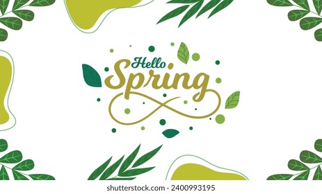 Hand Drawn Spring Leaves Background.