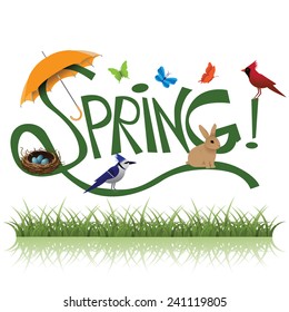Hand drawn spring lettering  Eps 10 vector stock illustration