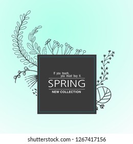 hand drawn spring pattern, frame, event and book cover design