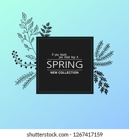 hand drawn spring pattern, frame, event and book cover design