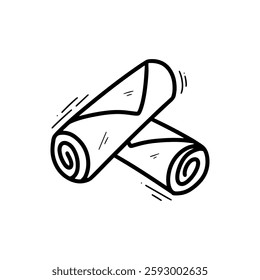 Hand Drawn Spring Roll Illustration. Doodle Vector. Isolated on White Background - EPS 10 Vector