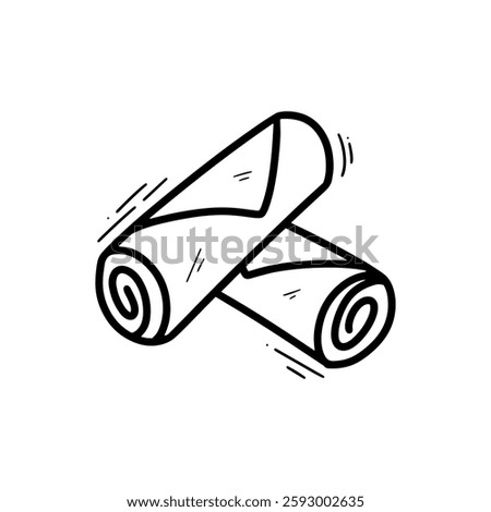 Hand Drawn Spring Roll Illustration. Doodle Vector. Isolated on White Background - EPS 10 Vector