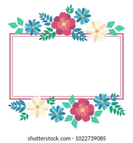 Hand drawn spring typography poster with cute colorful flowers in flat style. Vector illustration for 8 March Woman's Day, Mother's Day, greeting cards, invitations. Frame for sale flayers, web design