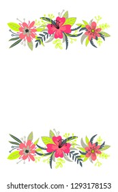 Hand drawn spring typography poster with cute colorful flowers in flat style. Vector illustration for 8 March Woman's Day, Mother's Day, greeting cards, invitations. Frame for sale flayers, web design