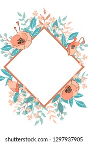 Hand drawn spring typography poster with cute colorful wild flowers. Vector illustration for 8 March Woman's Day, Mother's Day, greeting cards, wedding invitations. Frame for sale banner, web design.