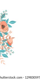 Hand drawn spring typography poster with cute colorful wild flowers. Vector illustration for 8 March Woman's Day, Mother's Day, greeting cards, wedding invitations. Frame for sale banner, web design.