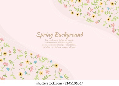 Hand drawn spring wildflower background