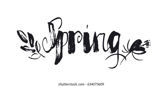 Hand Drawn Spring Word Lettering Abstract Stock Vector (Royalty Free ...