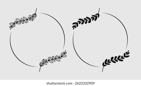 Handgezeichneter Federkranz einzeln auf weißem Hintergrund. Doodle-Stil.Vektorgrafik