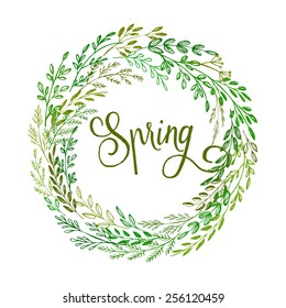 Hand drawn spring wreath. Vector illustration EPS10