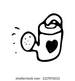 Hand drawn sprinkler doodle. Sketch children's toy icon. Decoration element. Isolated on white background. Vector illustration.