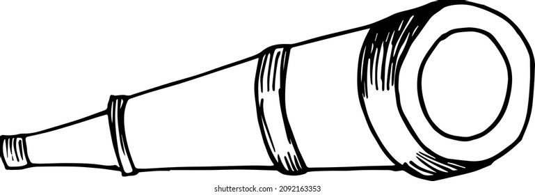 Hand drawn Spyglass vector on a white background