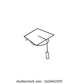 hand drawn Square academic cap, Simple graduate cap silhouette icon doodle style