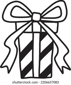 Ilustración de la caja de regalo de Navidad cuadrada de mano dibujada aislada en segundo plano
