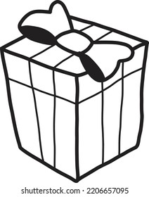 Hand Drawn Square Christmas Gift Box illustration isolated on background