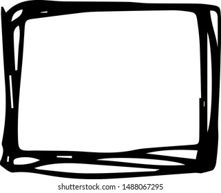 Hand drawn square doodle icon. Hand drawn black sketch. Sign cartoon symbol. Decoration element. Isolated on white background. Flat design. Vector illustration.
