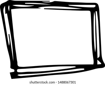 Hand drawn square doodle icon. Hand drawn black sketch. Sign cartoon symbol. Decoration element. Isolated on white background. Flat design. Vector illustration.