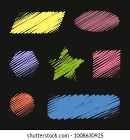 Hand drawn square, ellipse, rectangle, parallelogram, star, round, hexagon. Free hand geometric figures.