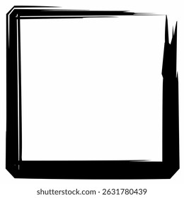 Hand drawn square frame with bold brush stroke edges. Ideal for text,banner, label, grunge poster, or social media design in a rough artistic style