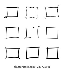 Hand Drawn Square Frame Set, Vector