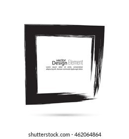 Hand drawn square frame. Text box smears. Vector Black border.