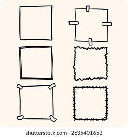 Hand Drawn Square Frames and Borders Set