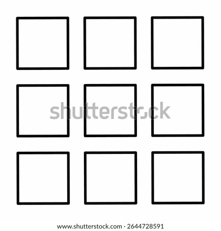 Hand Drawn Square Grid 3x3 Frame