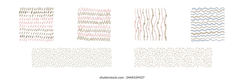 Hand Drawn Square Seamless Pattern and Doodle Ornate Vector Set