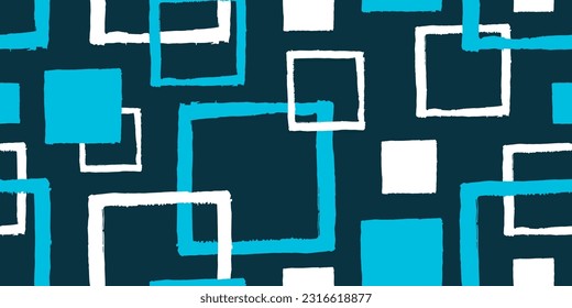 Hand drawn square shape seamless pattern for textile, fabric and wallpapers design. Vector illustration.