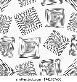 Hand Drawn Square Spiral Pattern. Vector.