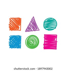 hand drawn, square, triangle, circle shapes. hand drawn geometric shapes