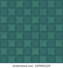 hand drawn squares from crisscrossed stripes. geometric shapes. aquamarine repetitive background. vector seamless pattern. fabric swatch. wrapping paper. design template for textile, linen, decor