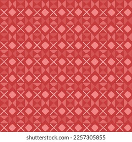 hand drawn squares, triangles, crosses. coral repetitive background. vector seamless pattern. geometric fabric swatch. wrapping paper. continuous design element for textile, home decor