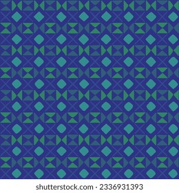 cuadrados dibujados a mano, triángulos, cruces. fondo repetitivo azul. patrón sin costuras vectorial. ilustración geométrica. muestra de tela. papel envolvente. elemento de diseño continuo para textil, decoración doméstica