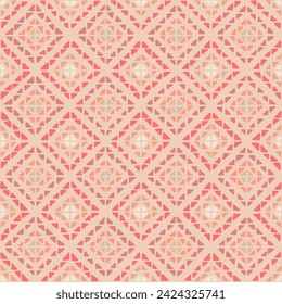 cuadraditos dibujados a mano de triángulos. fondo repetitivo de melocotón. arte decorativo popular. patrón sin fisuras vectoriales. muestra de tela geométrica. diseño textil
