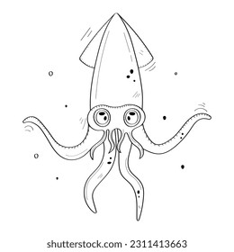 Hand Drawn Squid Icon Vector Design.