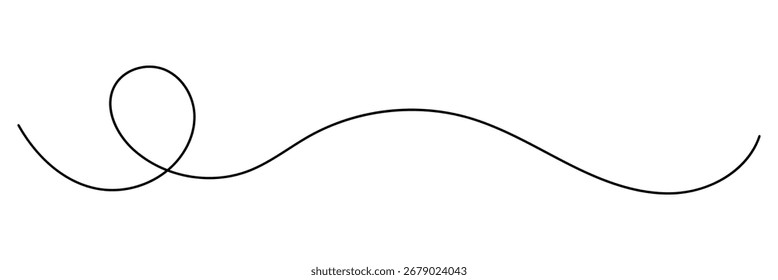 Línea de garabato dibujada a mano. Línea ondulada con curvas fluidas. Abstractas líneas negras ondulan el movimiento de la curva. Línea de remolino dibujada a mano con garabato fluido. Ilustración vectorial