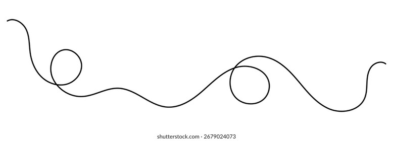Línea de garabato dibujada a mano. Línea ondulada con curvas fluidas. Abstractas líneas negras ondulan el movimiento de la curva. Línea de remolino dibujada a mano con garabato fluido. Ilustración vectorial