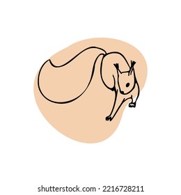 Hand Drawn Squirrel Icon On The White Backround