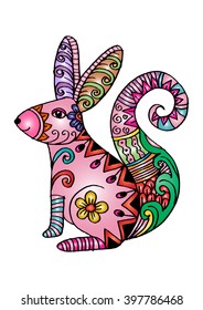 Hand drawn squirrel zentangle style