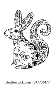 Hand drawn squirrel zentangle style